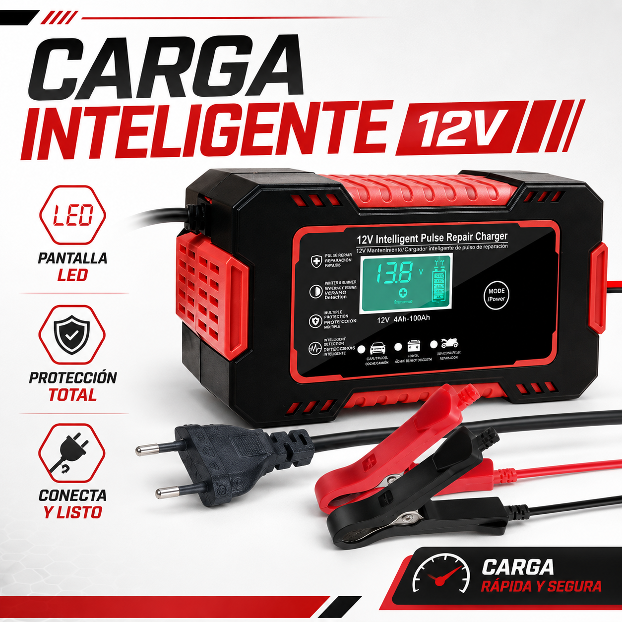 ReviveVolt Pro 12V™ | Cargador y Reparador Inteligente de Baterías para Auto y Moto