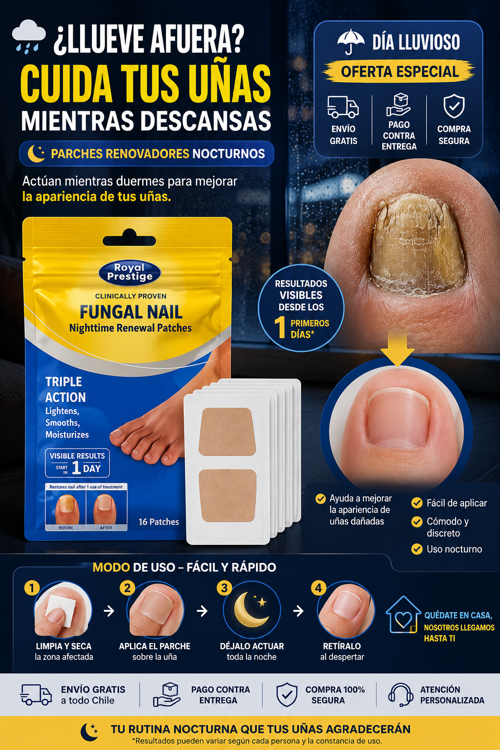 ClearNail™ | Parches Renovadores Nocturnos para Uñas (16 Parches)
